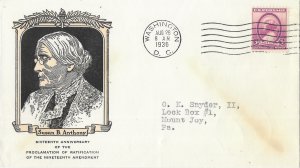1936 FDC, #784, 3c Susan B. Anthony, 4 diff. cachets