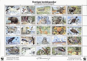 Sweden WWF Poster stamps seals wildlife animals by Gunnar Brusewitz 1991