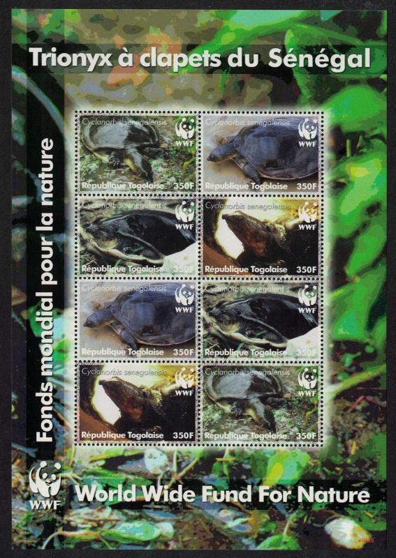 Togo WWF Senegal Flapshell Turtle Sheetlet of 8v MI#3337-3340 SC#2039a-d