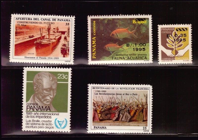 panama blind Braille handicaped fish tree ship ancient car chanel MLH stamps