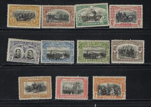 Romania 176-85 p;us 181a Hinged 1906 set plus one variety