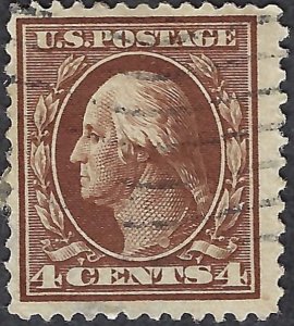 United States #334 4¢ George Washington (1908-09). Orange brown. Used