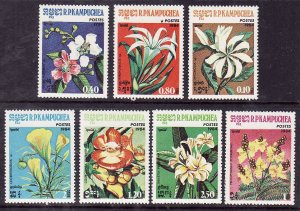 Cambodia-Sc#511-17-unused NH set-Flowers-Flora-1984-