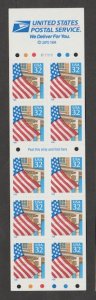 U.S. Scott Scott #2920De American Flag Stamp - Mint NH Booklet Pane - V12111