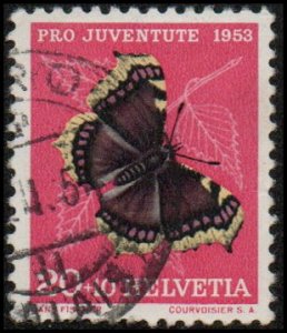 Switzerland B229 - Used - 20c+10c Camberwell Beauty Butterfly (1953) (cv $0.80)