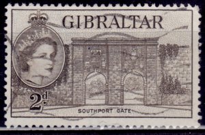 Gibraltar 1953, QEII, Southport Gate, 2p, sc#135, used