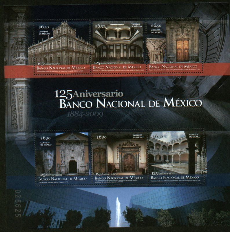 MEXICO 2619, NATIONAL BANK OF MEXICO, 125th ANNIVERSARY, SS. MINT NH. VF.