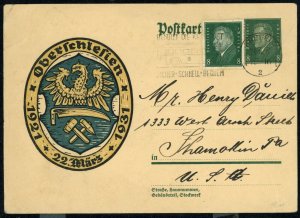 Krefeld 1931 Upper Silesia Plebiscite 10th Years Stationery Postal Card Germany