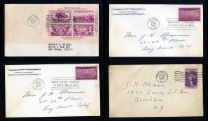 4 Different First Day Covers with no cachets dated 1935 to 1939