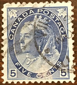 Canada 70 - USED 5¢ Queen Victoria, Bluish - VF/XF (2) - SSCV $9.50