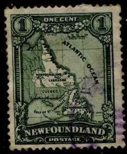 Newfoundland #145 Map of Newfoundland Definitive Issue Used