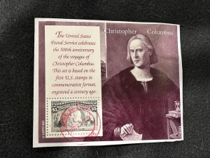 Scott# 2629 - $5 Voyages of Columbus Used Souvenir Pane of 1 VF APS Life Member