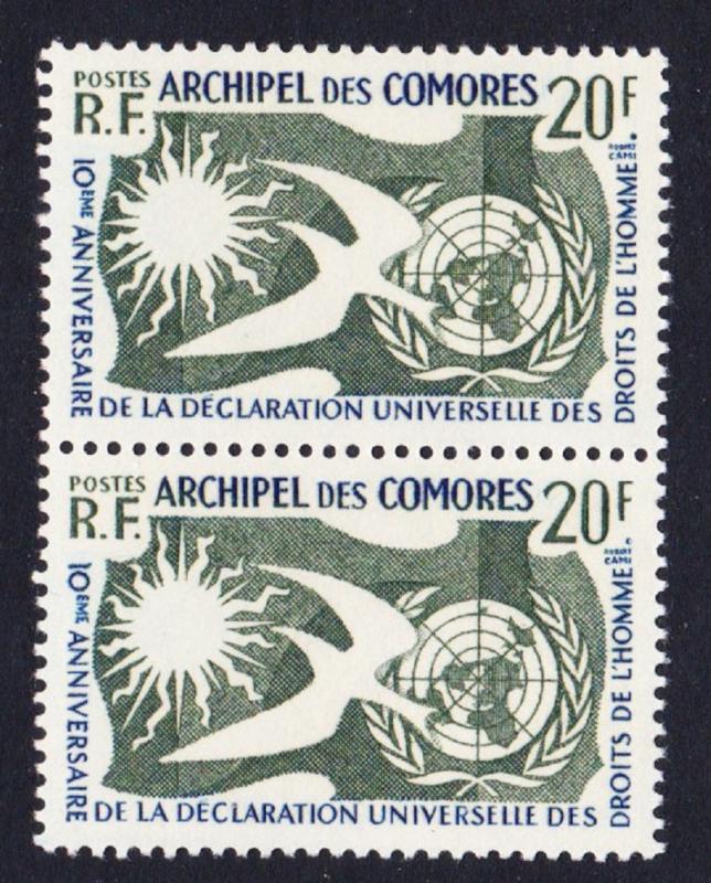 Comoro Is. Declaration of Human Rights issue 1958 1v vert pair SG#19 SC#44 MI#38