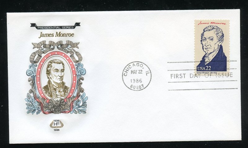 US 2216e AMERIPEX '86 - James Monroe  UA Farnam cachet FDC