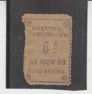 South Africa New Republic 6d  Scott # 23 MHR Flaw at Left  Cat $95.00 1887 