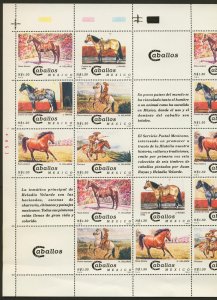 Mexico 1893 sheet MNH Horses