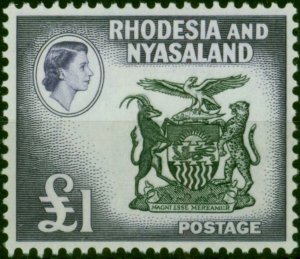 Rhodesia & Nyasaland 1954 £1 Black & Deep Violet SG31 Fine & Fresh LMM 