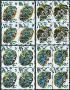 NIUE 2002 WWF Clams set blocks of 4 MNH....................................62408