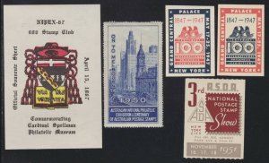 US Mixed lot of 5 Philatelic Exposition Cinderella Stamps ASDA,IPE,NAPEX