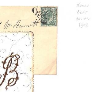 GB Cover Bedfordshire Sandy CHRISTMAS CARD 1903 {samwells-covers}BD2