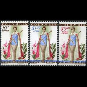 COLOMBIA 1959 - Scott# 697+C317-8 World Miss Set of 3 LH