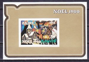 Zaire, Scott cat. 1004. Noel, Nativity & Church IMPERF. s/sheet.