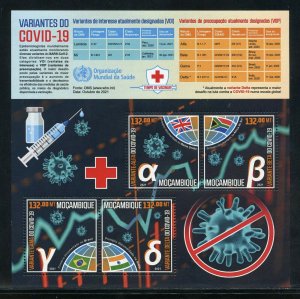 MOZAMBIQUE 2021 VARIANTS OF THE PANDEMIC SHEET  MINT NH