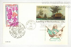 LANDING OF ROCHAMBEAU UX84 POSTAL CARD DUAL JOINT FARNAM FDC VARIETY & FRANCE