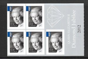 AUSTRALIA Sc 3678A NH issue of 2012 - BOOKLET PANE - ELIZABETH II 