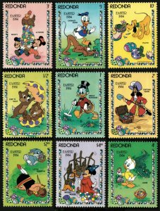 Redonda 1984 - Disney, Easter, Mickey Friends & Family - Set of 9 Stamps  - MNH