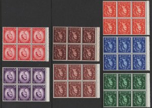 GB 1955 Edward wmk inverted set of 7 in unmounted mint booklet panes of 6, goo