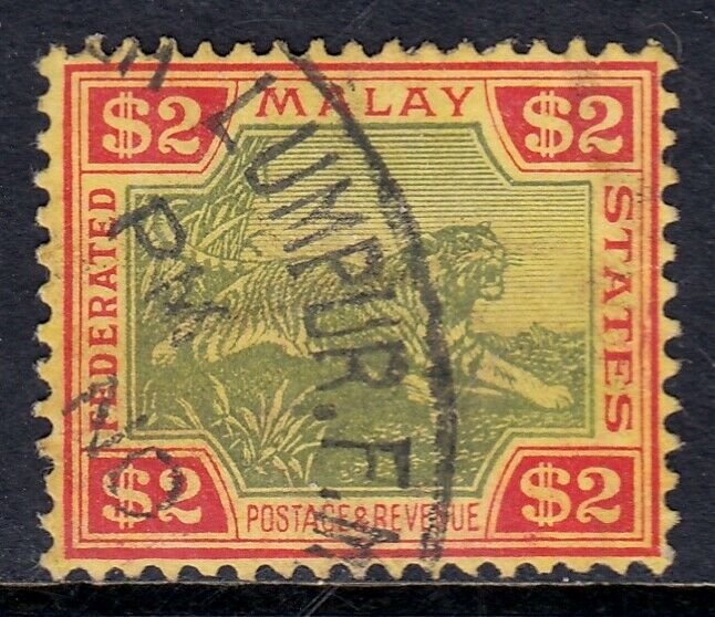 MALAYA FED. ST. — SCOTT 78 (SG 79) — 1934 $2 TIGER — USED — SCV $55