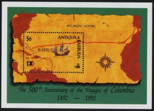 Barbuda 1303 MNH Christopher Columbus, Ship, Map