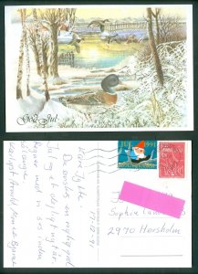 Denmark. Christmas Card.1991 Seal + 350 Ore. H. Taastrup. Ducks, Lake,Winter.