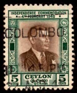 Ceylon 1949 D. S. Senanayake, Independence Issue 5c Scott.301 Used (#3)