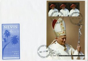 NEVIS  2011 5th MEMORIAL ANN. OF POPE JOHN PAUL II IMPERF SHEET II  ON FDC