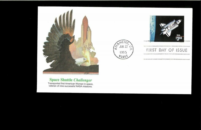 1995 FDC $3.00 Challenger Shuttle Anaheim CA 