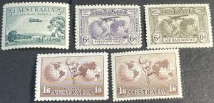 AUSTRALIA # C1-C5-MINT/HINGED--SINGLES--1929-37
