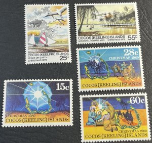 COCOS ISLANDS # 51-55--MINT NEVER/HINGED---2 COMPLETE SETS----1979-80