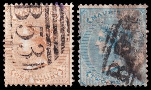 Mauritius Scott 32-33 (1863) Used G-F, CV $30.00 C