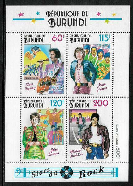 Burundi #718a MNH S/Sheet - Rock Stars - Music