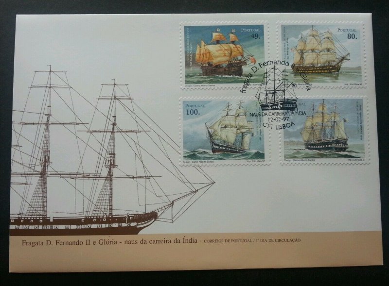 Portugal Sailboat 1997 Ship Transport Vehicle Boat Ocean Sea (stamp FDC)