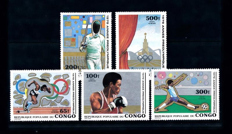 [60977] Congo Brazzaville 1979 Olympic games Moscow Fencing Boxing Football MNH