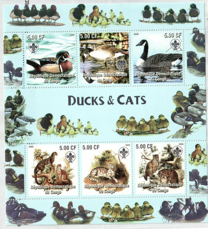 2005   CONGO  - SG: N/A -  DUCKS & CATS - UNMOUNTED MINT - SCOUTING 
