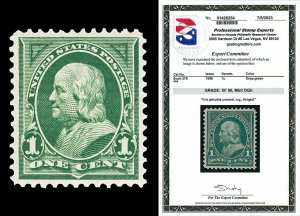 Scott 279 1895 1c Franklin New Colors Issue Mint Graded XF 90 H with PSE CERT