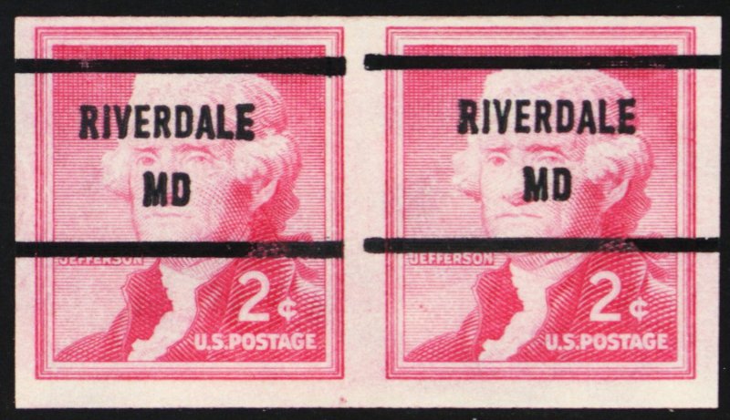 1055c, MNH 2¢ Imperforate Pair - Riverdale MD GAP Precancel - Stuart Katz