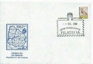 URUGUAY 2006 BIRDS STAMP ON FDC COVER DECEMBER 1ST 2006 SERIE PERMANENTE