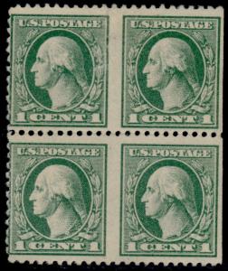 #525c LH 1¢ WASHINGTON IMPERF BETWEEN MAJOR ERROR BLK/4 RARE CV $1,000 HV5752