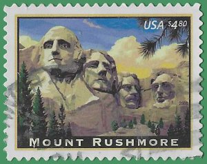 #4268 $4.80 Priority Mail Mount Rushmore 2008 Used