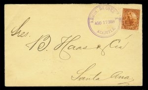 EL SALVADOR 1894. AUG. 17th  5c brown ACAJUTLA to Santa ANA internal cover